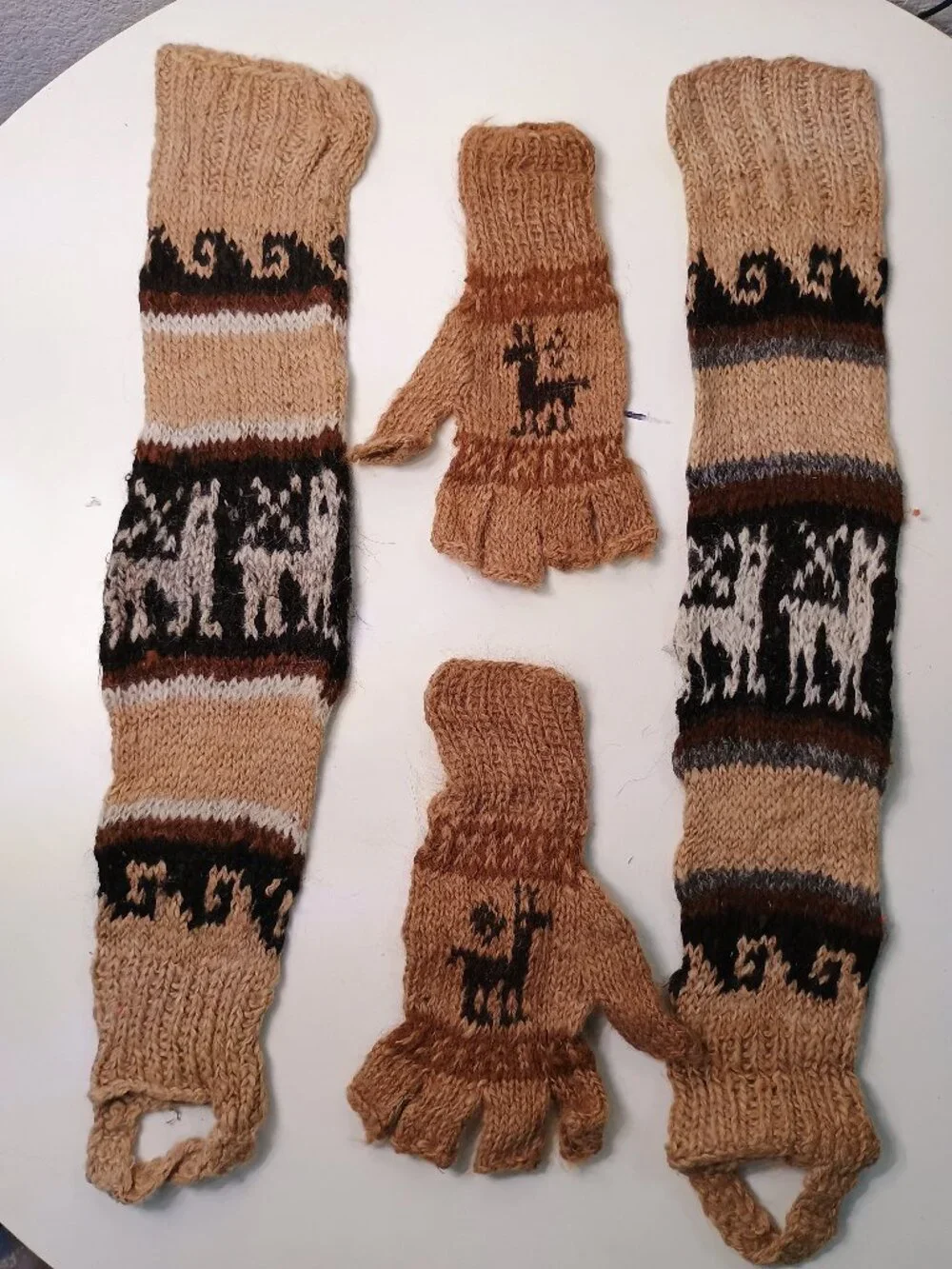 Andean Winter Set of Boots, Gloves, and Boots, Made of Alpaca and Llama Wool